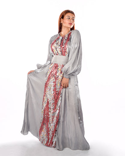 Silver silk organza kaftan