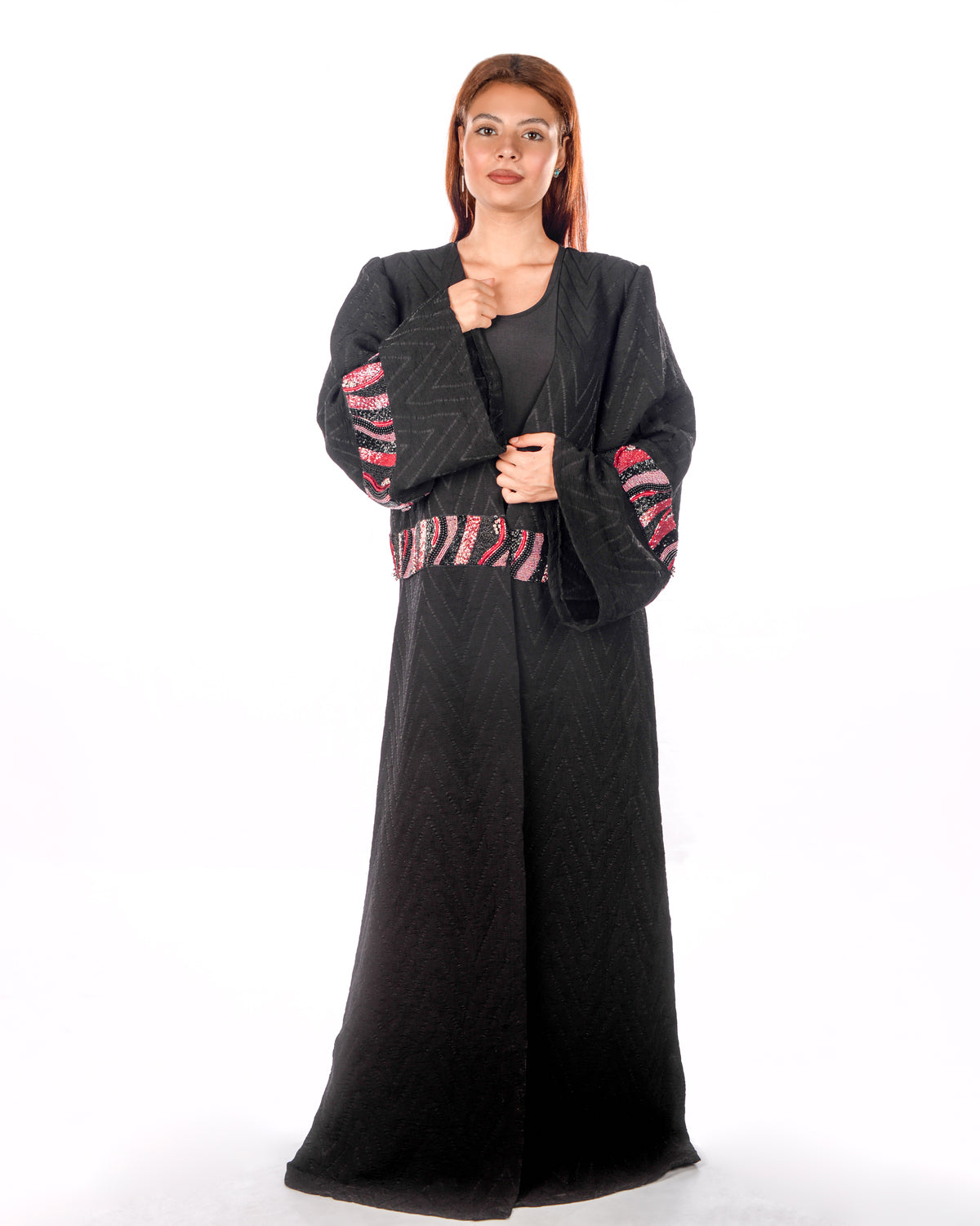 Black Crinkled Cotton Kaftan