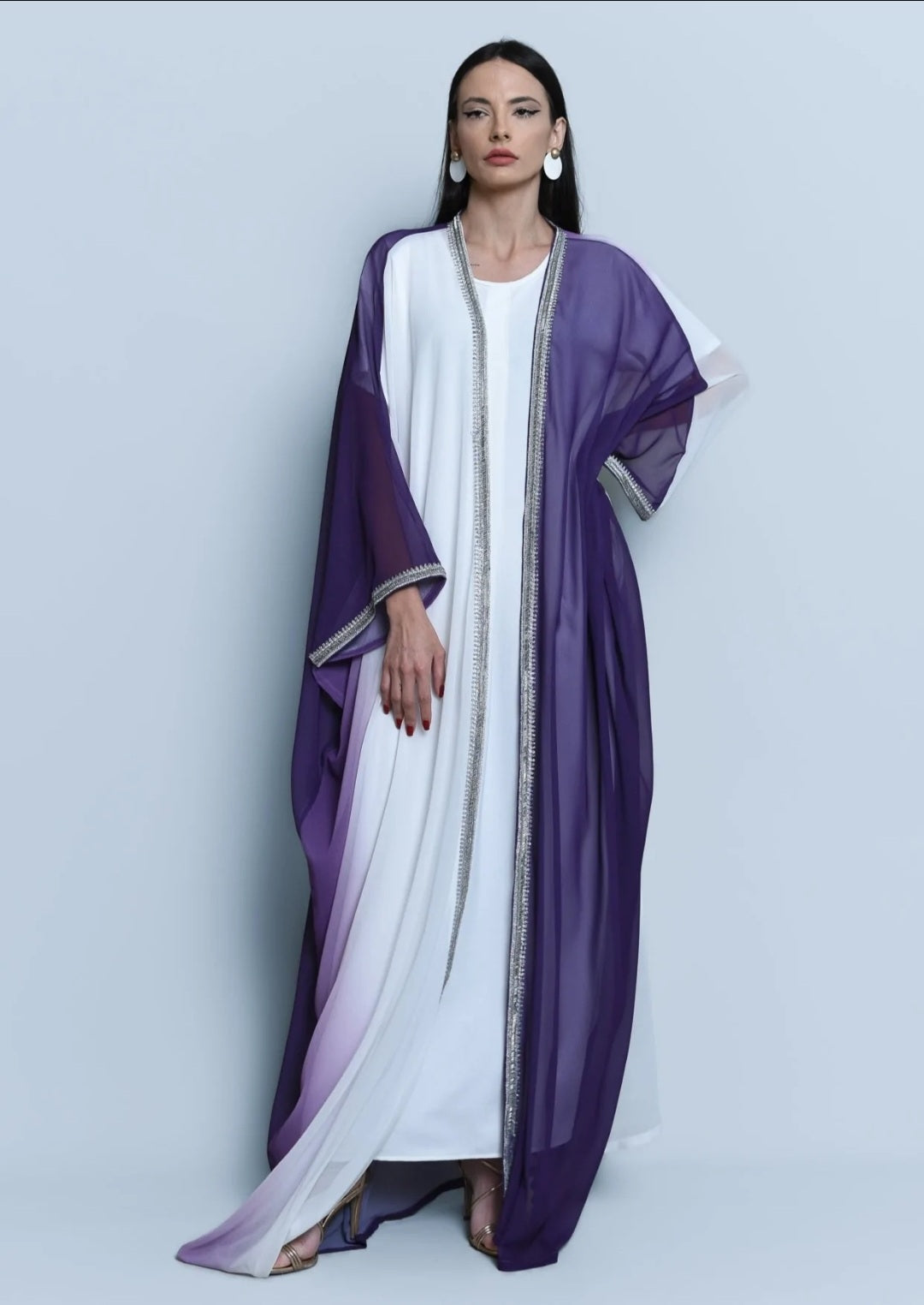 Georgette Crepe Abaya  Purple Ombre
