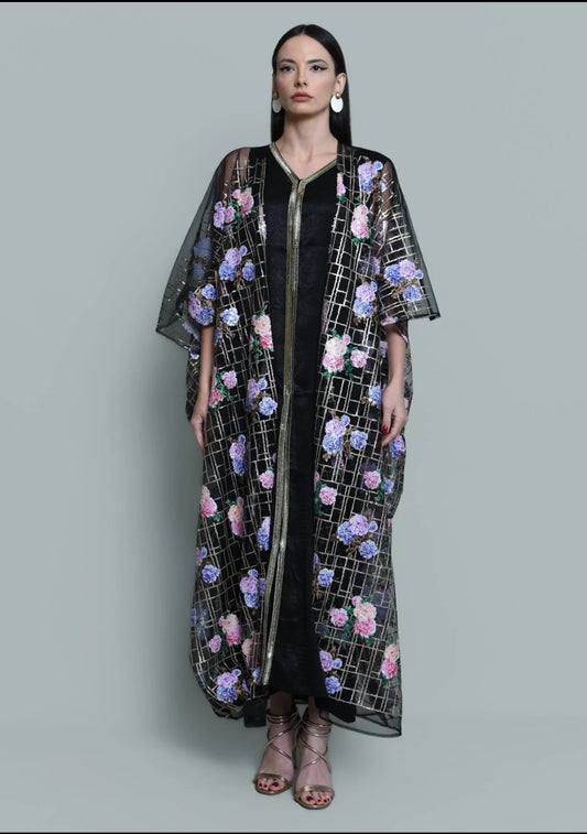 Tulle sequence embroidered Abaya