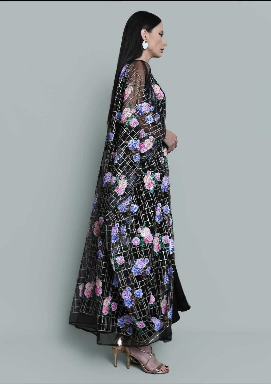 Tulle Sequence Embroidered Abaya