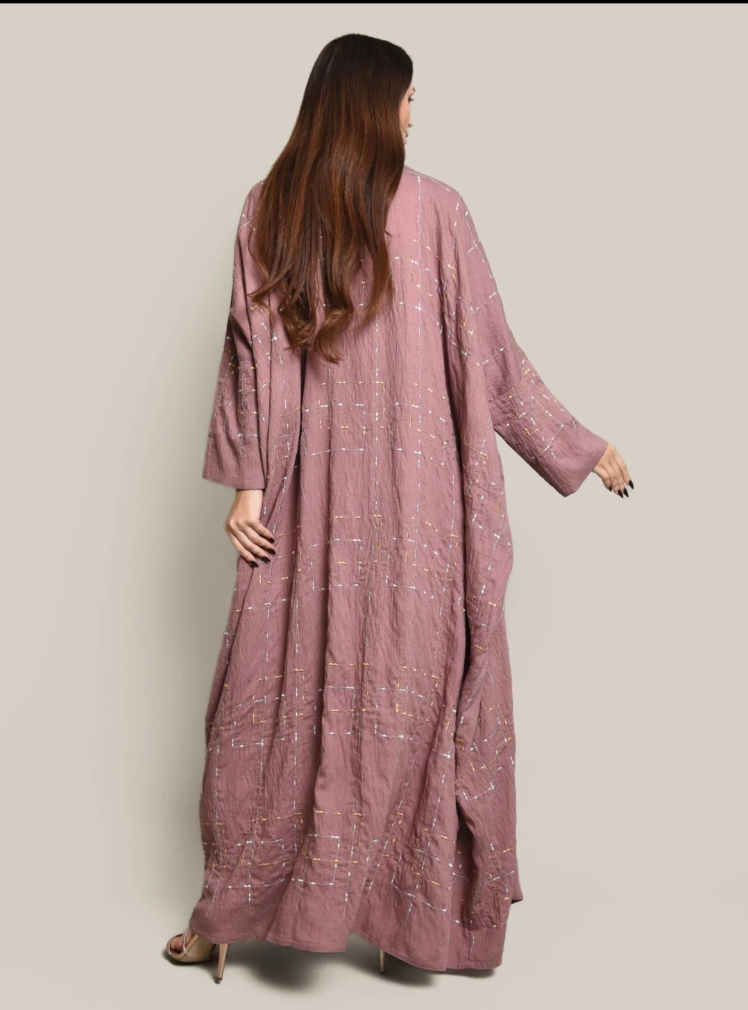 Pink Crepe Linen Abaya