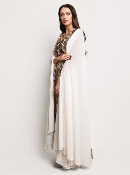 Chiffon embroidered kaftan dress