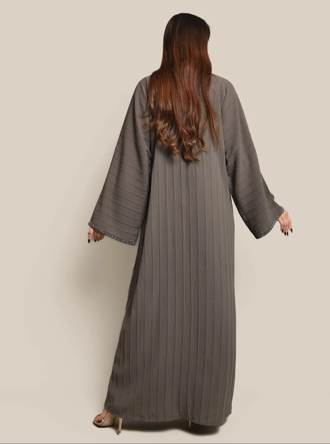 Kakhi Cotton Crepe Abaya Set
