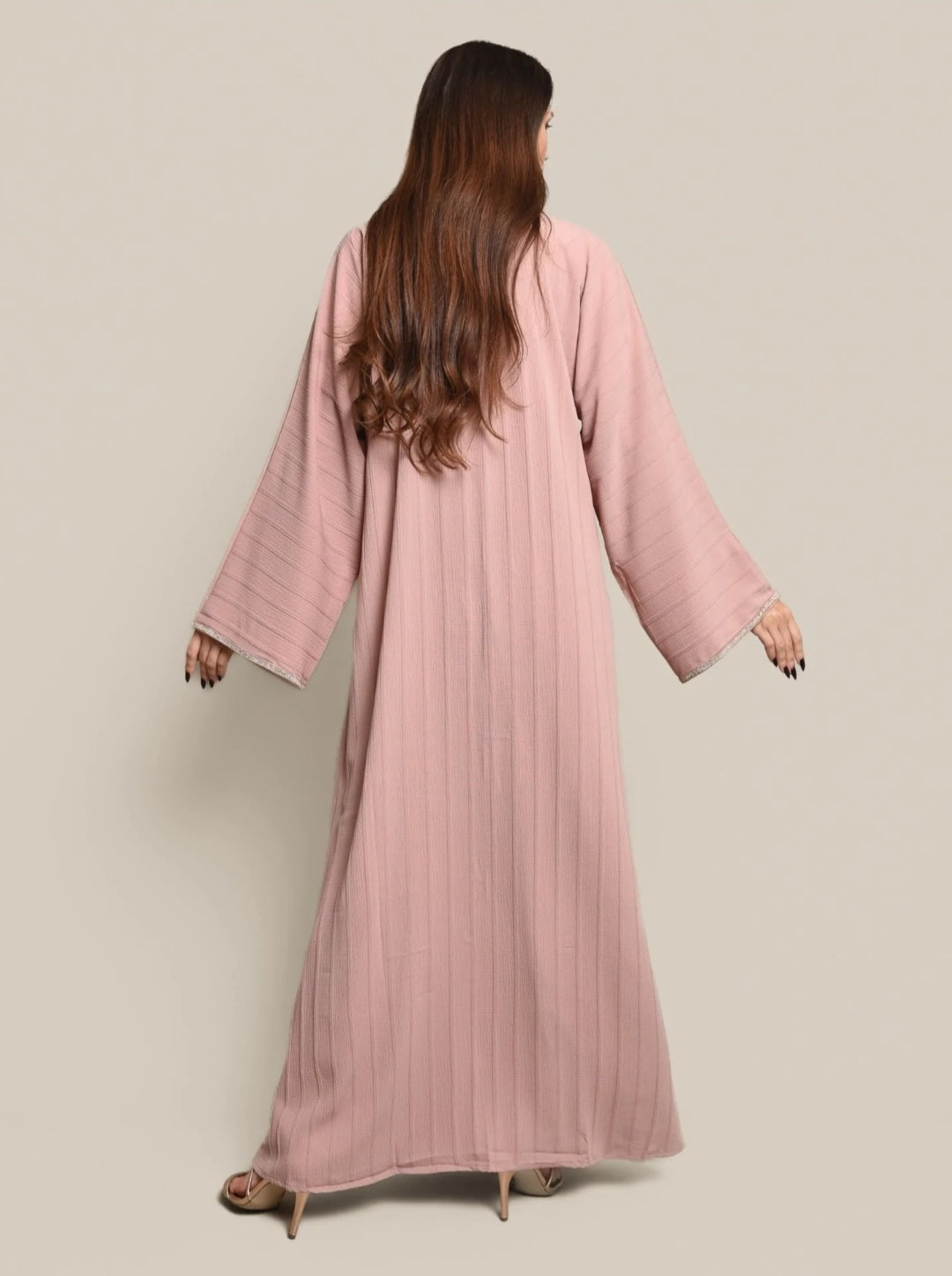 Pink Cotton Crepe Abaya Set